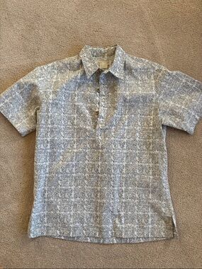 Casual Short-Sleeve Hawaiian Button Polo Shirt - Light Gray Floral